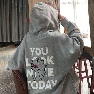 Dinosaur Print Back Hoodie