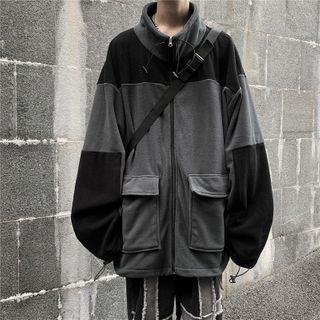 Two-tone Pocket Detail Zip Jacket