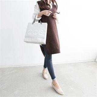 Back-strap Slit-side Knit Vest Dress