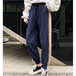 Faux Shearling Trim Jogger Pants