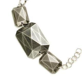 Dark Silver Hard Rock Metallic Block Bracelet