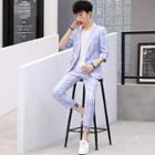 3/4-sleeve Plaid Blazer / Dress Pants / T-shirt / Set