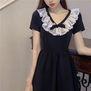 V-neck Lace Trim Dress