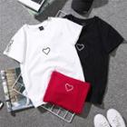 Couple Matching Short-sleeve Embroidered Heart T-shirt