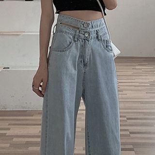 High-waist Wide Leg Cutout Jeans