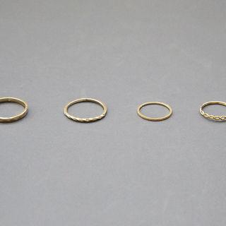 Twisted Slim Ring Set (4 Pcs) Gold - One Size