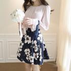 Beribboned-sleeve Mock Two-piece Dress