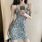 Sleeveless Zebra-print Sheath Dress