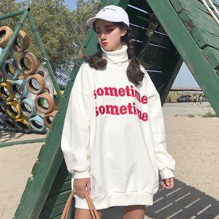 Letter Turtleneck Long-sleeve Sweatshirt