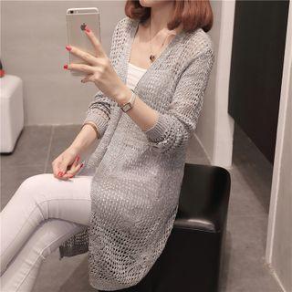V-neck Long Pointelle Cardigan