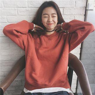 Color-block Mock-two Long-sleeve Loose-fit Sweatshirt