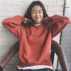 Color-block Mock-two Long-sleeve Loose-fit Sweatshirt