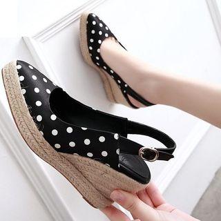 Polka Dot Slingback Espadrille Wedge Sandals