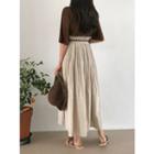 Paperbag-waist Linen Blend Maxi Skirt