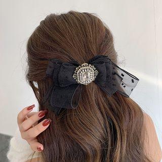 Rhinestone Bow Mesh Hair Clip