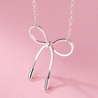 Bow Pendant Sterling Silver Necklace Silver - One Size