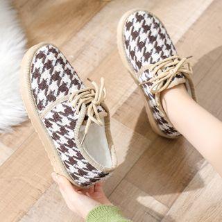 Houndstooth Lace-up Loafers