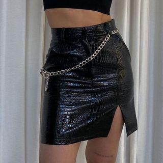 Silver Chain Side-vent Skirt