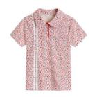 Short-sleeve Floral Polo Shirt Red - One Size