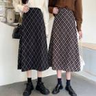 Plaid High Waist Midi A-line Skirt