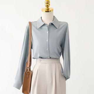 Plain Button-up Chiffon Oversize Shirt