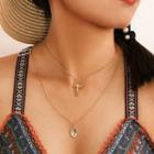 Cross Pendant Alloy Necklace A09503 - Gold - One Size