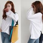 Lace-panel Dolman-sleeve T-shirt