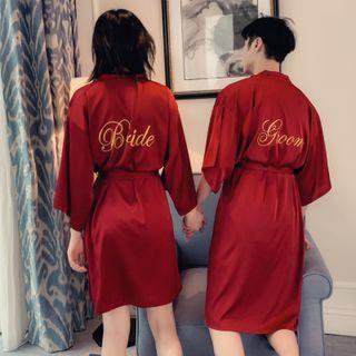 Couple Matching Wedding Lettering Robe