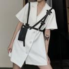 Short-sleeve Mini A-line Coat Dress / Belt Bag