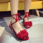 Fringed Lace-up Sandals
