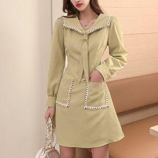 Long-sleeve Sailor Collar A-line Mini Dress