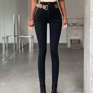Belt Panel Skinny Jeans