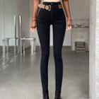 Belt Panel Skinny Jeans