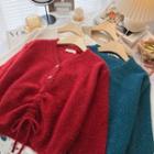 Long-sleeve V-neck Drawstring Sweater
