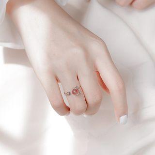 Faux Crystal Open Ring Silver - One Size