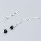 925 Sterling Silver Disc Dangle Earring Black Circle - Silver - One Size