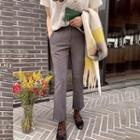 Band-waist Checked Fleece-lined Pants