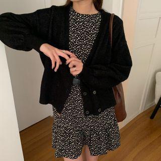 Long-sleeve Floral A-line Dress / Sweater