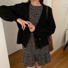 Long-sleeve Floral A-line Dress / Sweater