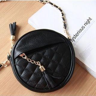 Tasseled Quilted Round Cross Bag