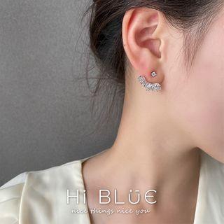 Rhinestone Swing Earring 1 Pair - Silver - One Size