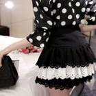 Inset Shorts Two-tone Tiered Mini Skirt