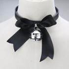 Bell Bow Faux Leather Choker Black - One Size