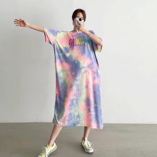 Letter Print Dyed T-shirt Dress
