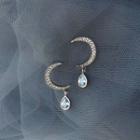 Crescent Drop Earring S925 Silver - As Shown In Figure - One Size
