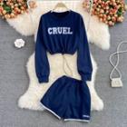 Set: Lettering Cropped Sweatshirt + Sweatshorts
