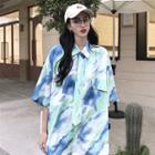Short-sleeve Dyed Shirt With Tie