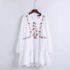 Ruffle Hem Embroidery A-line Dress
