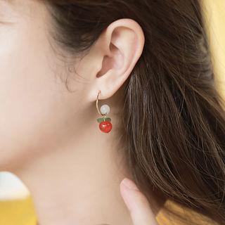 Cherry Bead Drop Earrings Gold - One Size