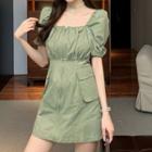 Short-sleeve Chained Mini Sheath Dress